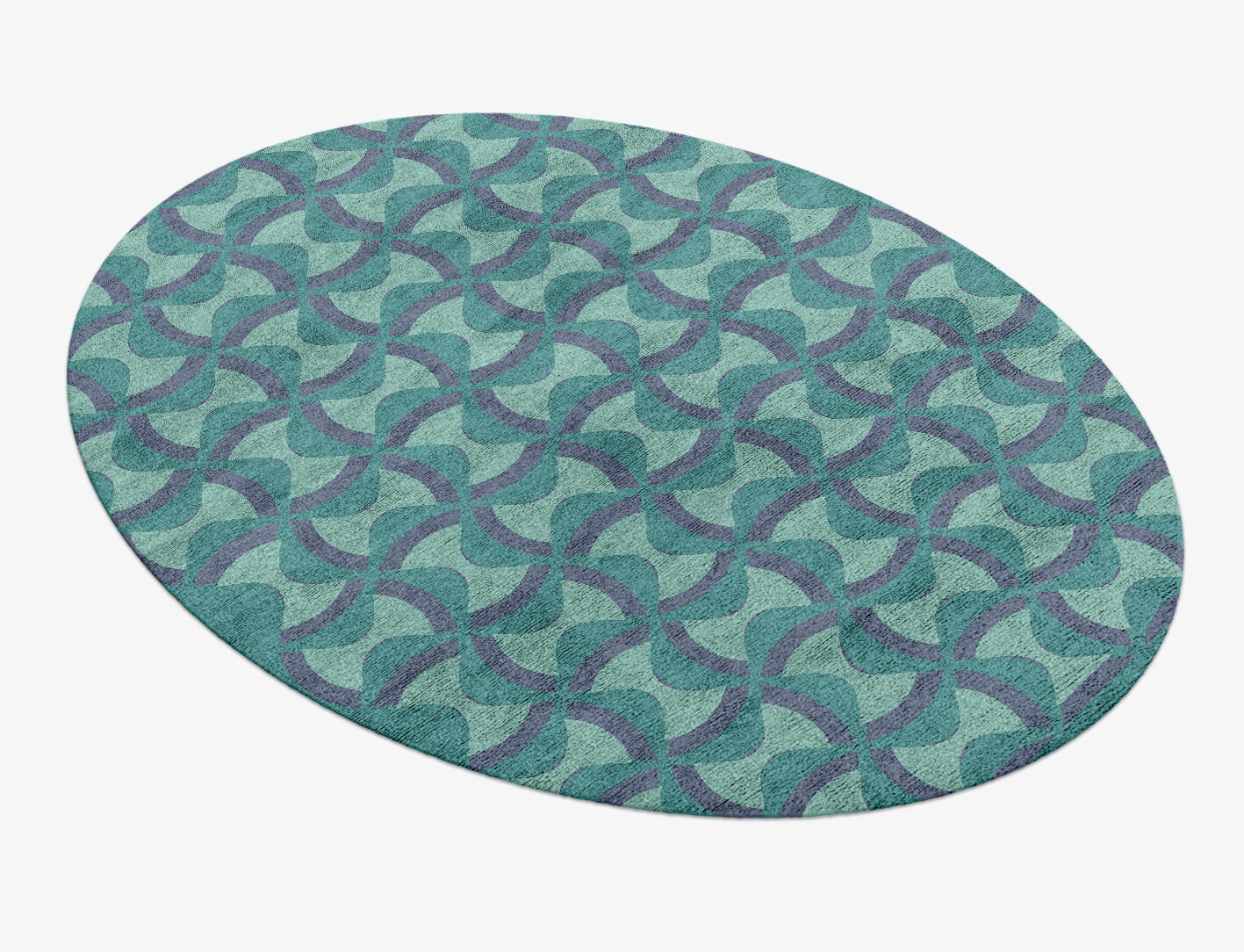 Fluid Geometric Oval Hand Knotted Bamboo Silk Custom Rug by Rug Artisan