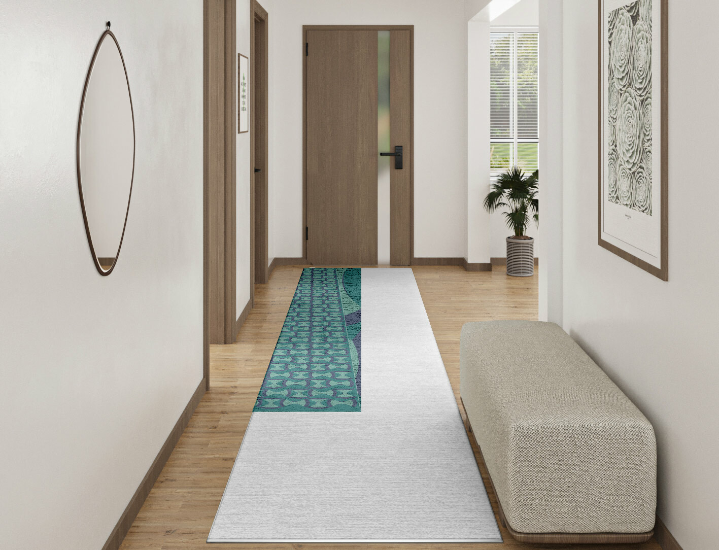 Fluid Geometric Runner Hand Knotted Bamboo Silk Custom Rug by Rug Artisan