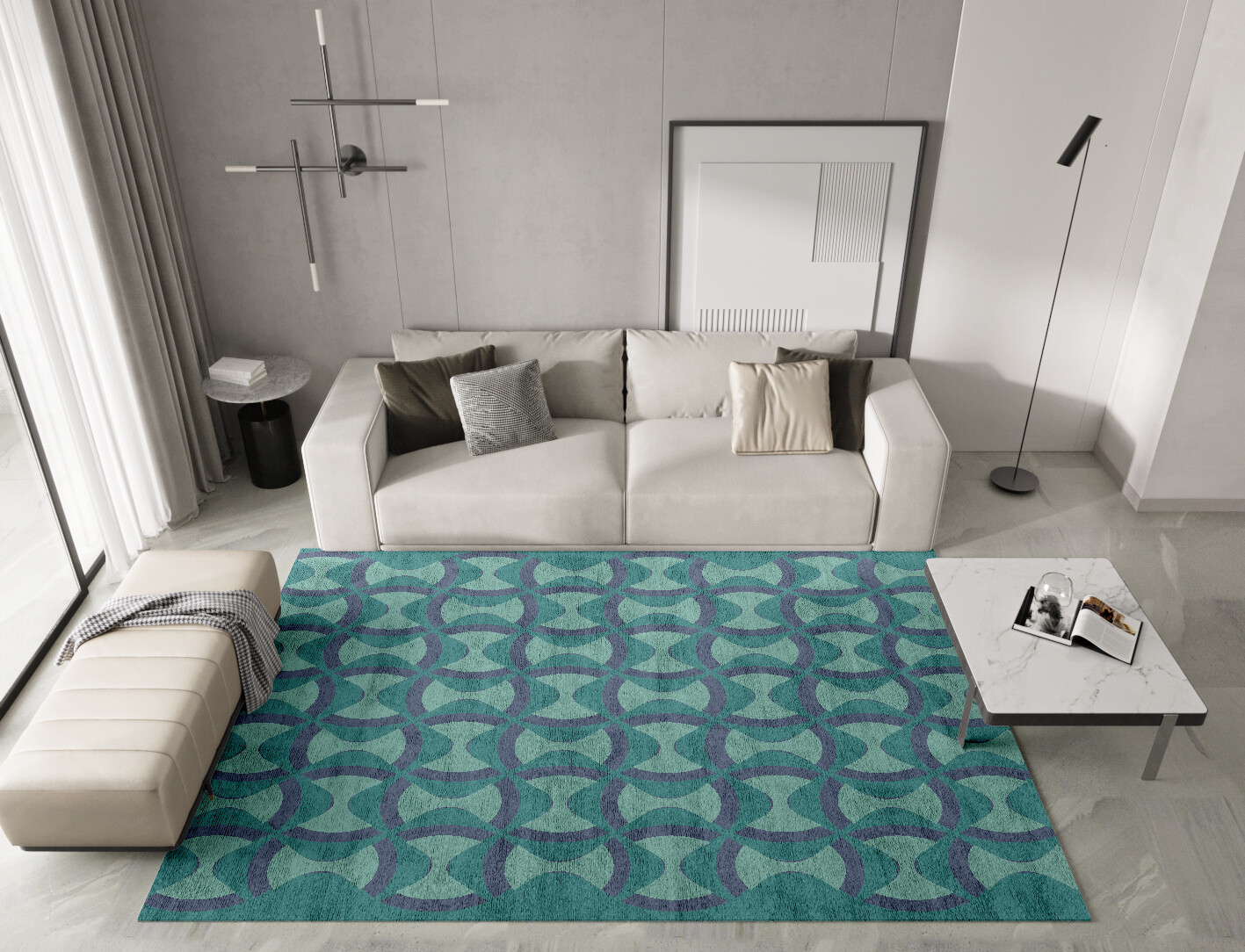 Fluid Geometric Rectangle Hand Tufted Bamboo Silk Custom Rug by Rug Artisan