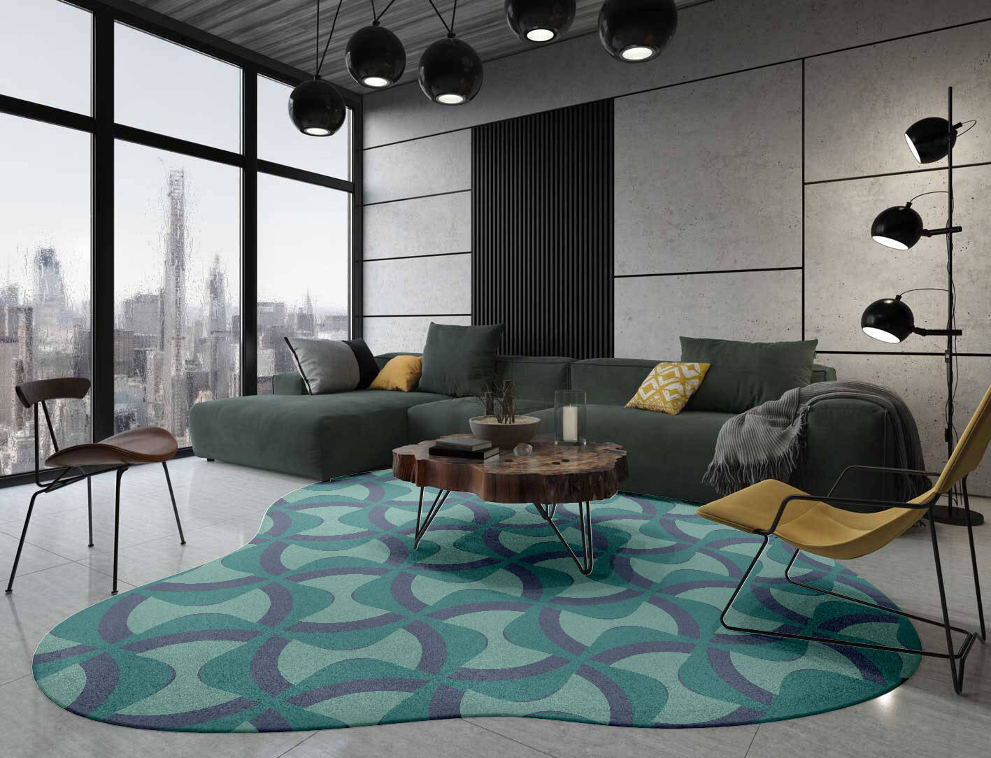 Fluid Modern Geometrics Splash Hand Tufted Pure Wool Custom Rug by Rug Artisan