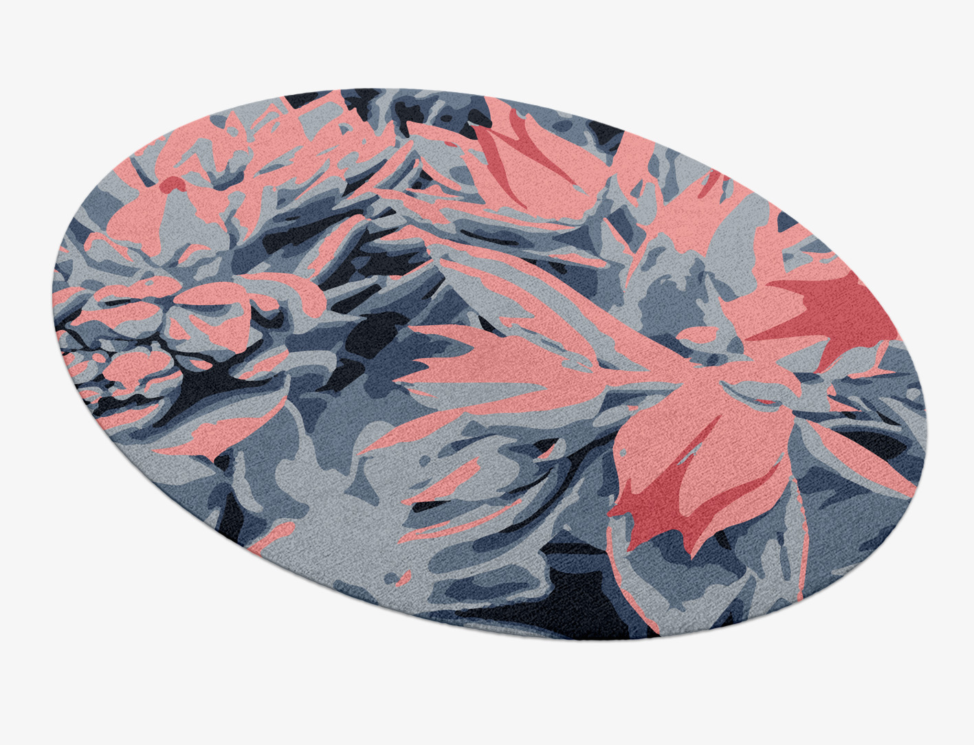 Fluorescent Floral Oval Hand Knotted Tibetan Wool Custom Rug by Rug Artisan