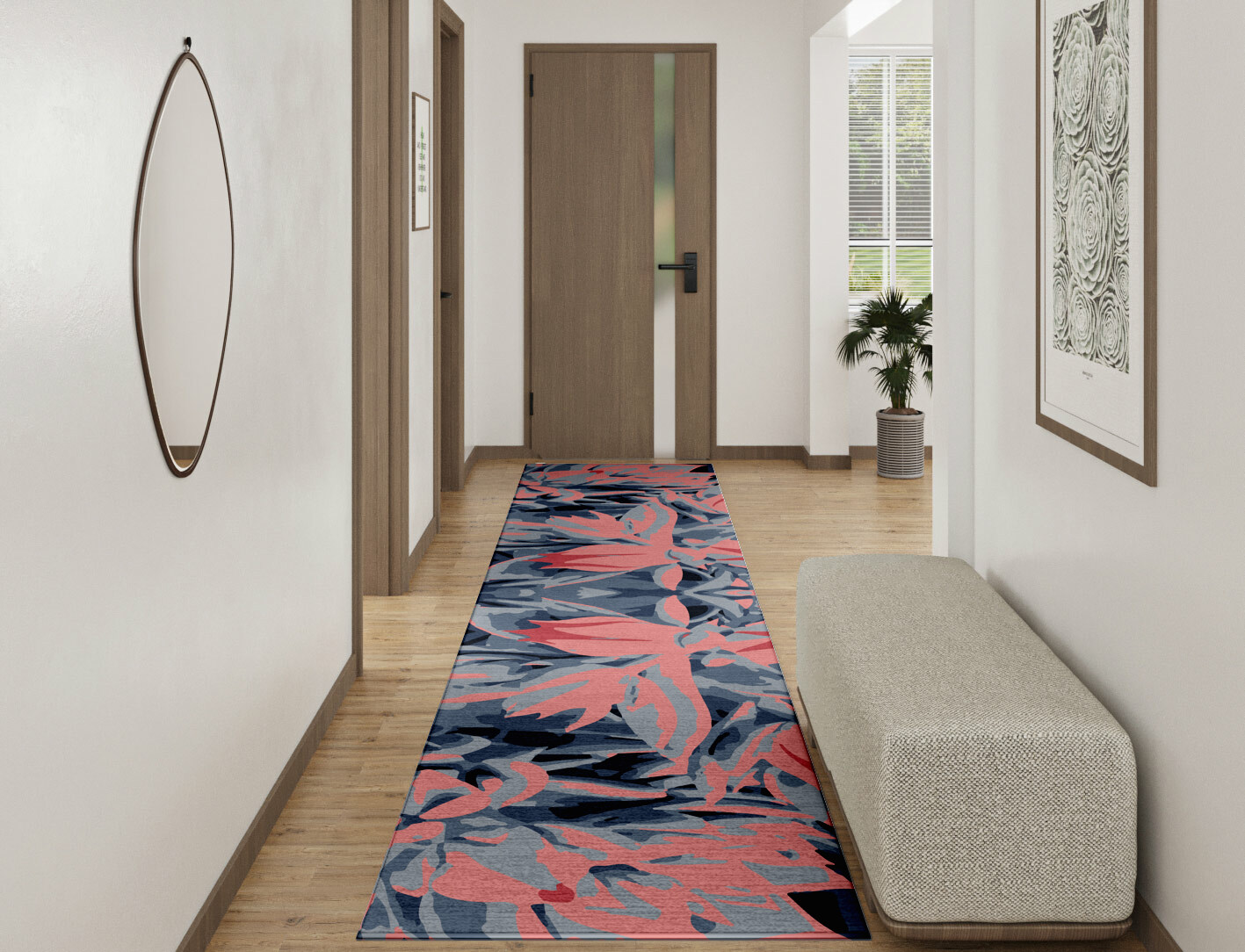 Fluorescent Floral Runner Hand Knotted Tibetan Wool Custom Rug by Rug Artisan