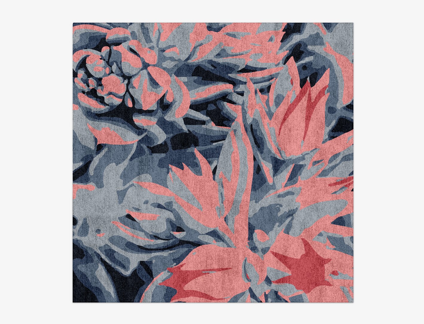 Fluorescent Floral Square Hand Knotted Bamboo Silk Custom Rug by Rug Artisan