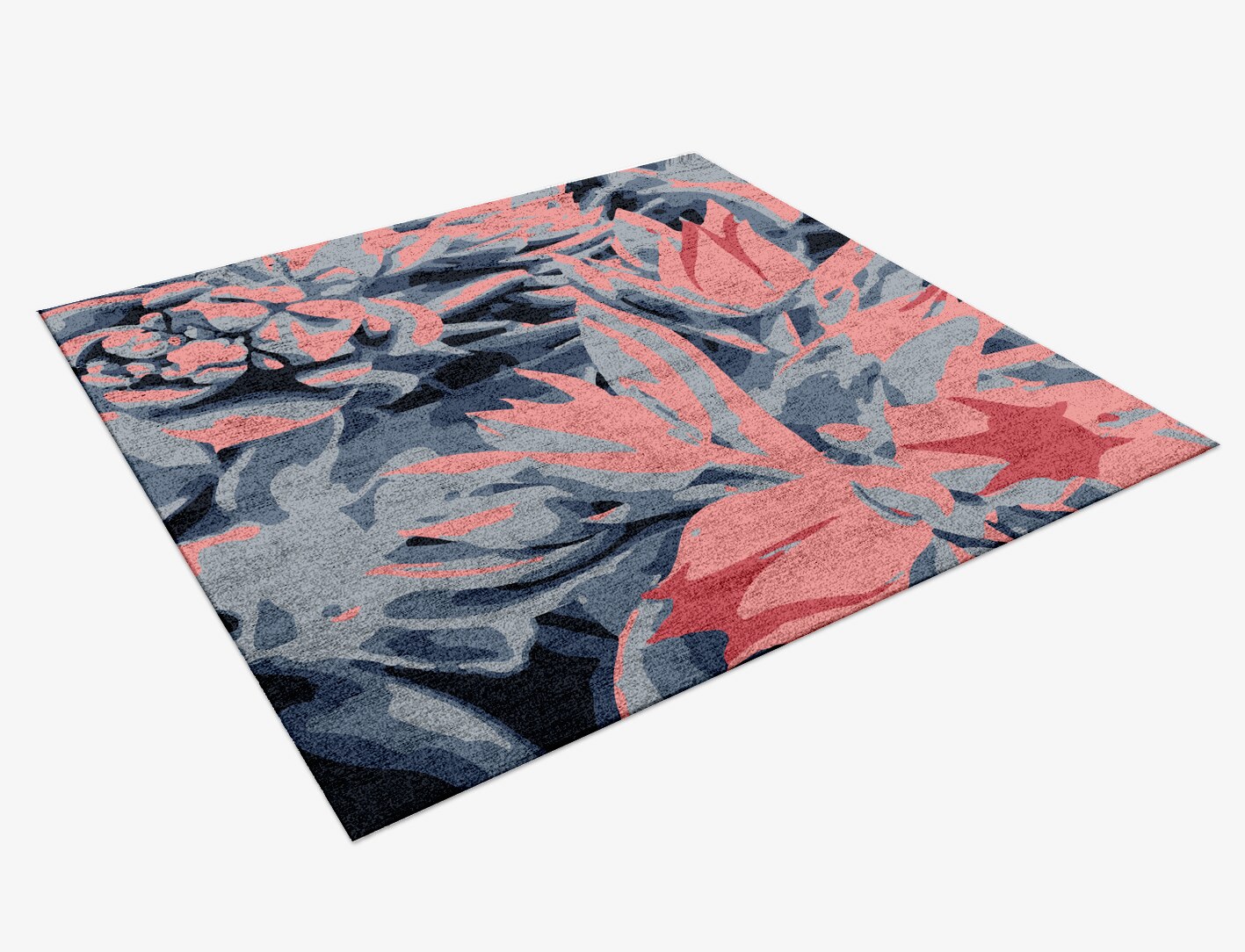 Fluorescent Floral Square Hand Knotted Bamboo Silk Custom Rug by Rug Artisan