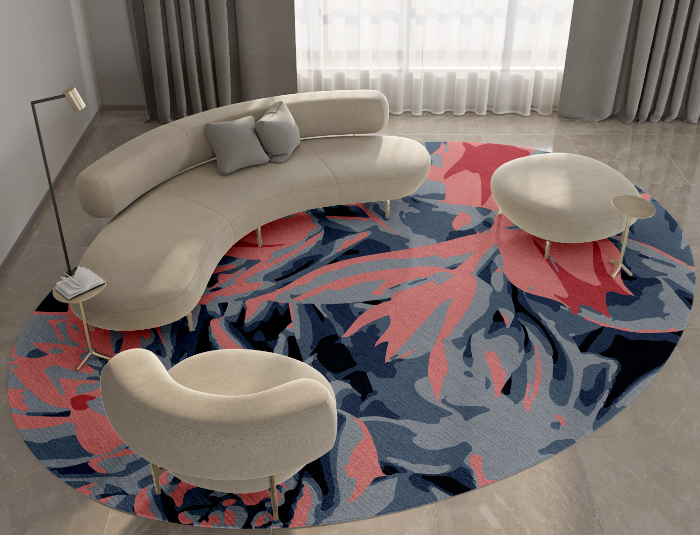 Fluorescent Floral Oval Hand Tufted Pure Wool Custom Rug by Rug Artisan