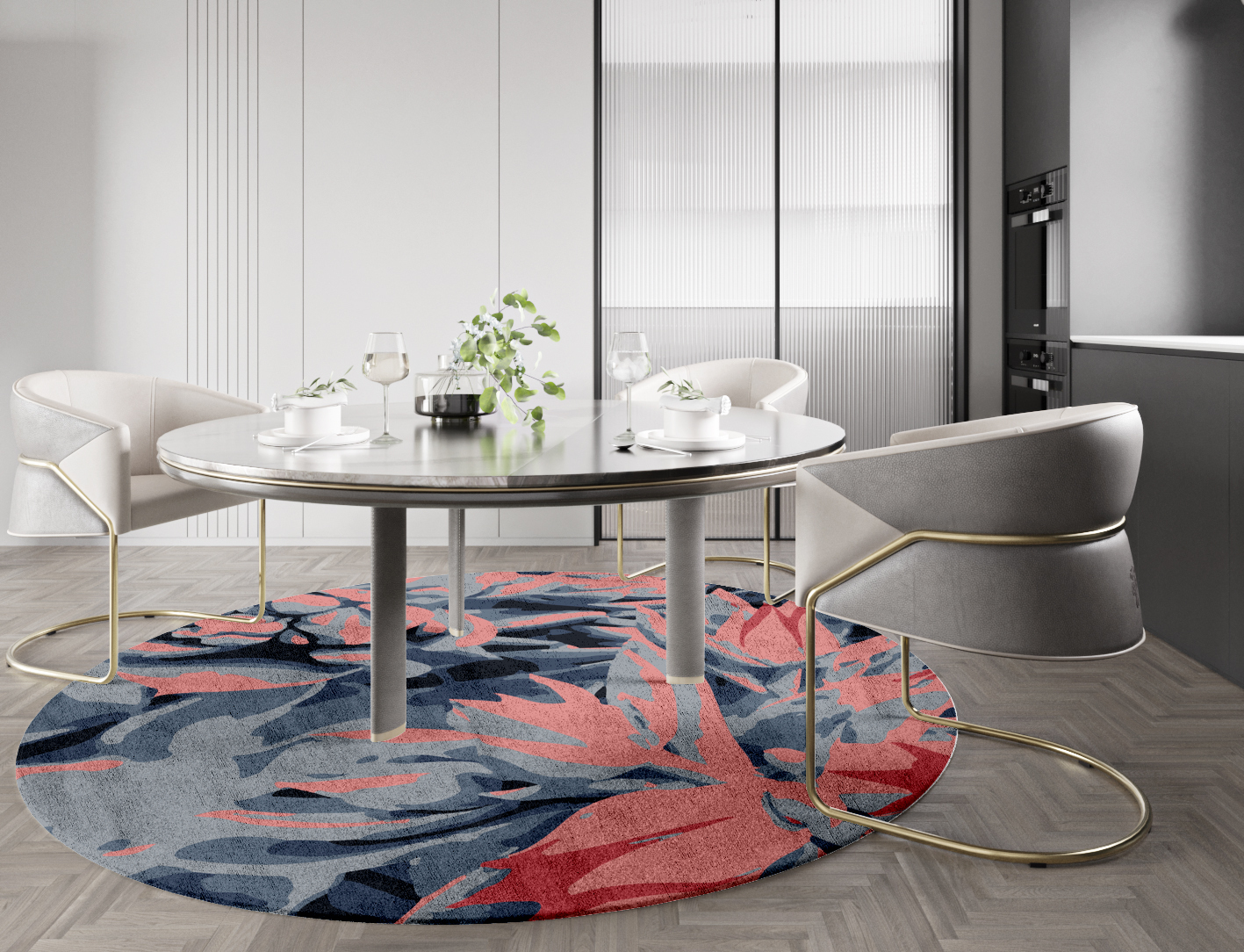 Fluorescent Floral Round Hand Tufted Bamboo Silk Custom Rug by Rug Artisan