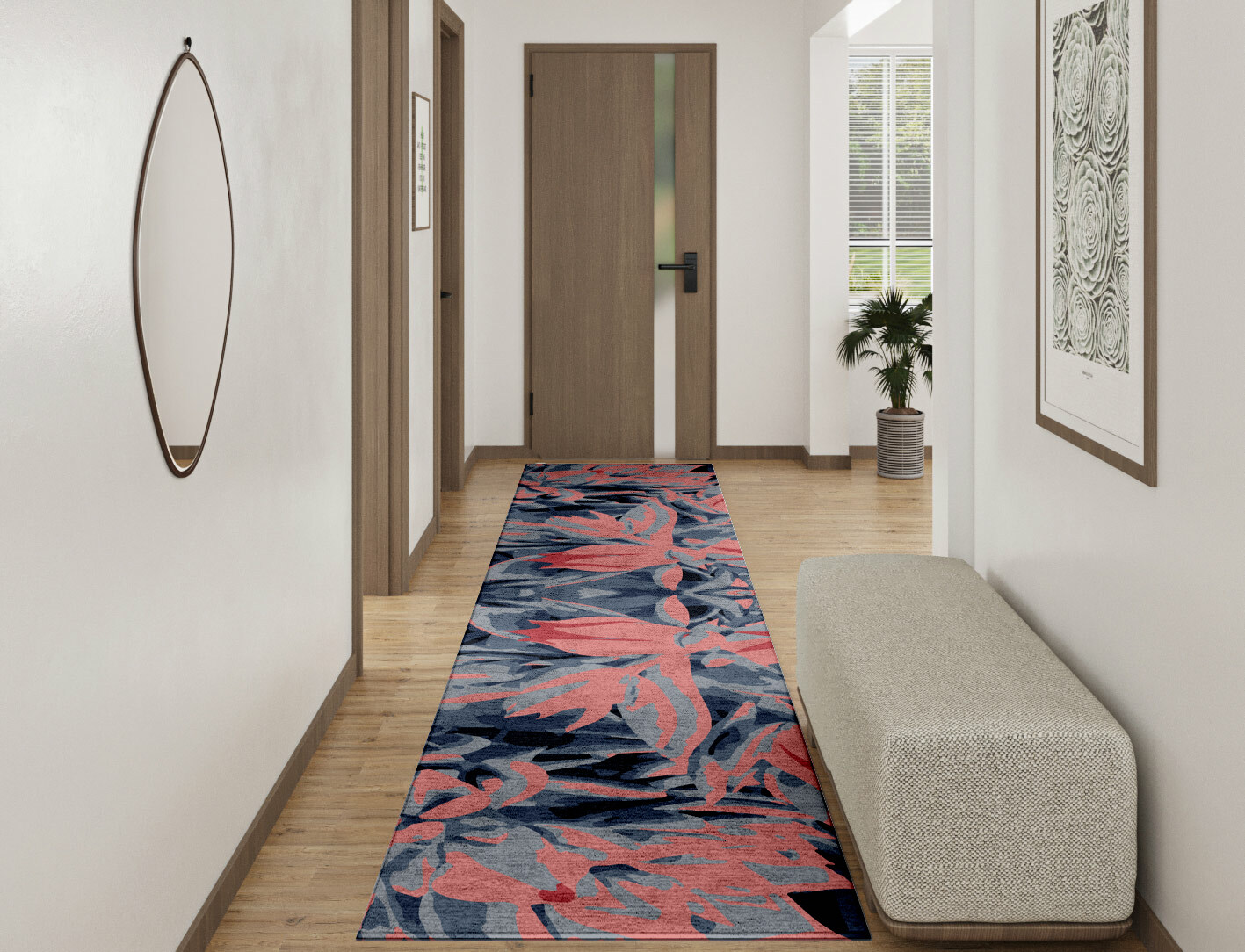 Fluorescent Floral Runner Hand Tufted Bamboo Silk Custom Rug by Rug Artisan