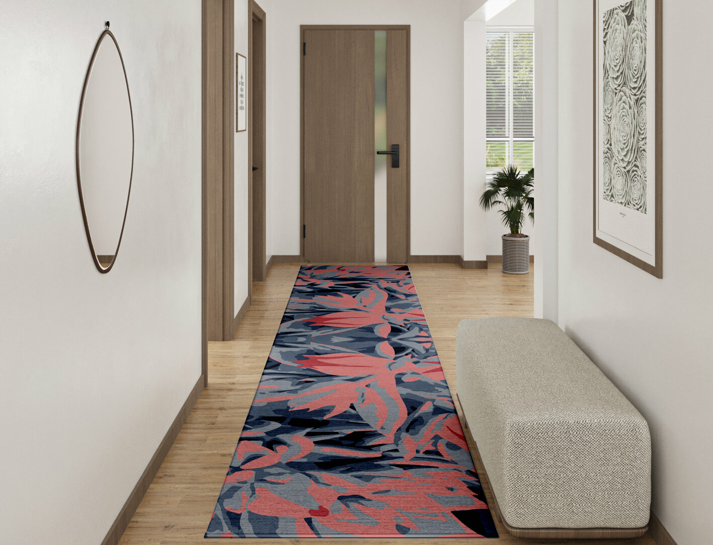 Fluorescent Floral Runner Hand Tufted Pure Wool Custom Rug by Rug Artisan