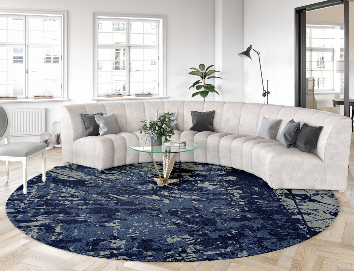 Flux Abstract Round Hand Tufted Pure Wool Custom Rug by Rug Artisan