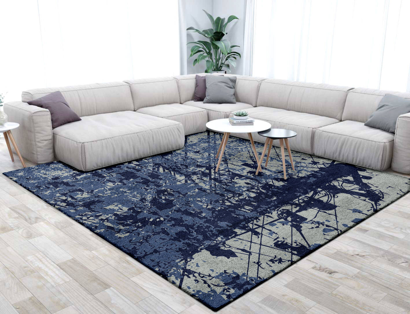 Flux Abstract Square Hand Tufted Bamboo Silk Custom Rug by Rug Artisan