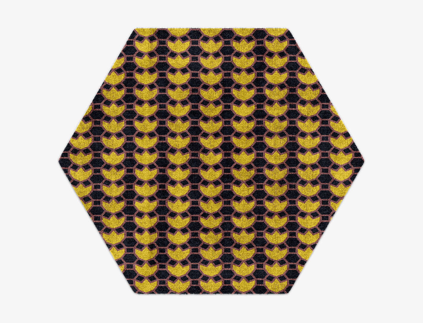 Flyroe Geometric Hexagon Hand Knotted Bamboo Silk Custom Rug by Rug Artisan