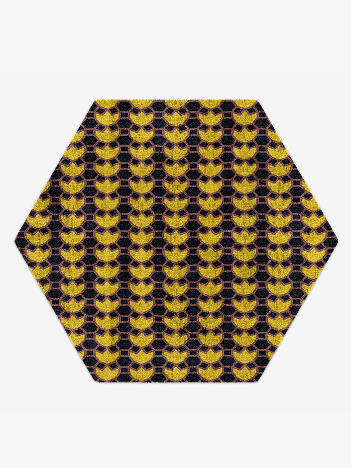 Flyroe Geometric Hexagon Hand Knotted Bamboo Silk Custom Rug by Rug Artisan