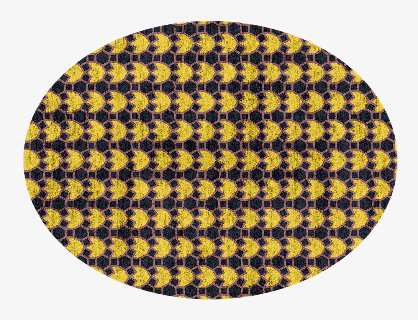 Flyroe Geometric Oval Hand Knotted Bamboo Silk Custom Rug by Rug Artisan