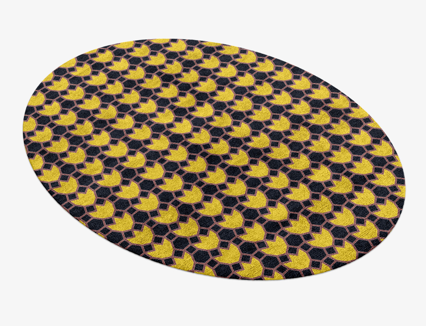 Flyroe Geometric Oval Hand Knotted Bamboo Silk Custom Rug by Rug Artisan