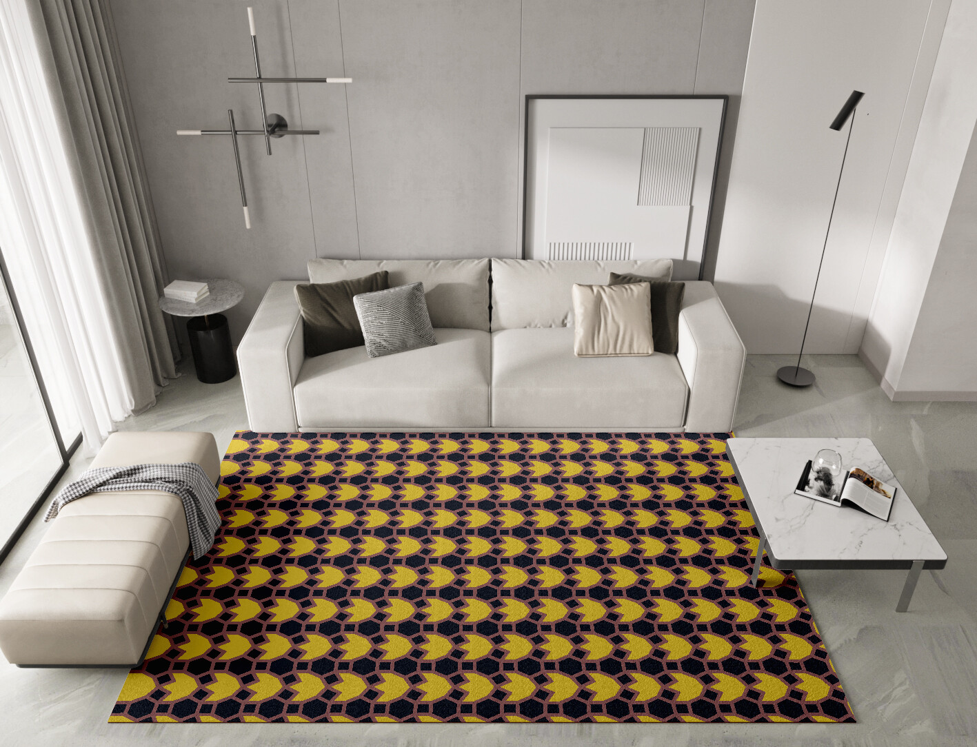 Flyroe Geometric Rectangle Hand Knotted Tibetan Wool Custom Rug by Rug Artisan
