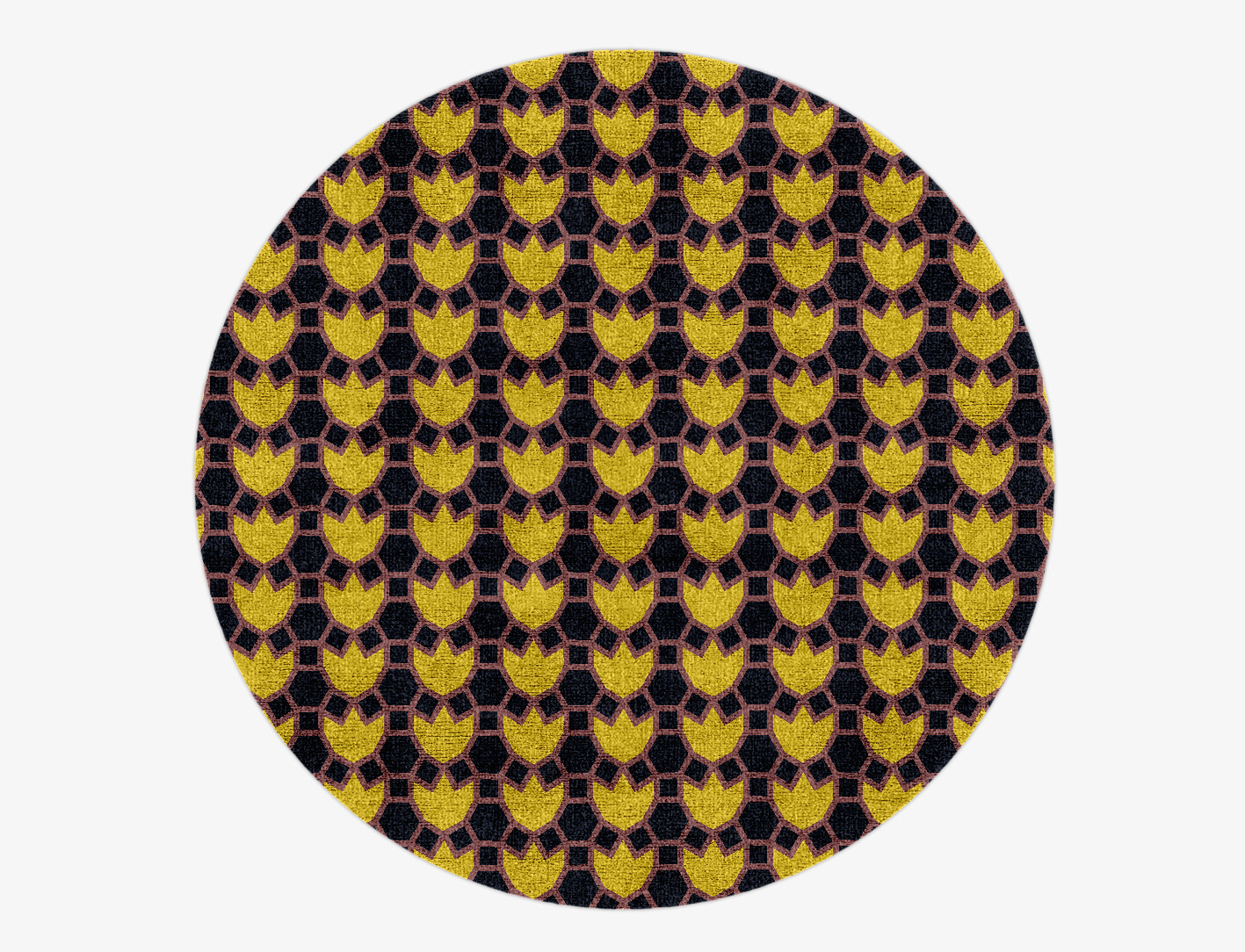 Flyroe Geometric Round Hand Knotted Bamboo Silk Custom Rug by Rug Artisan