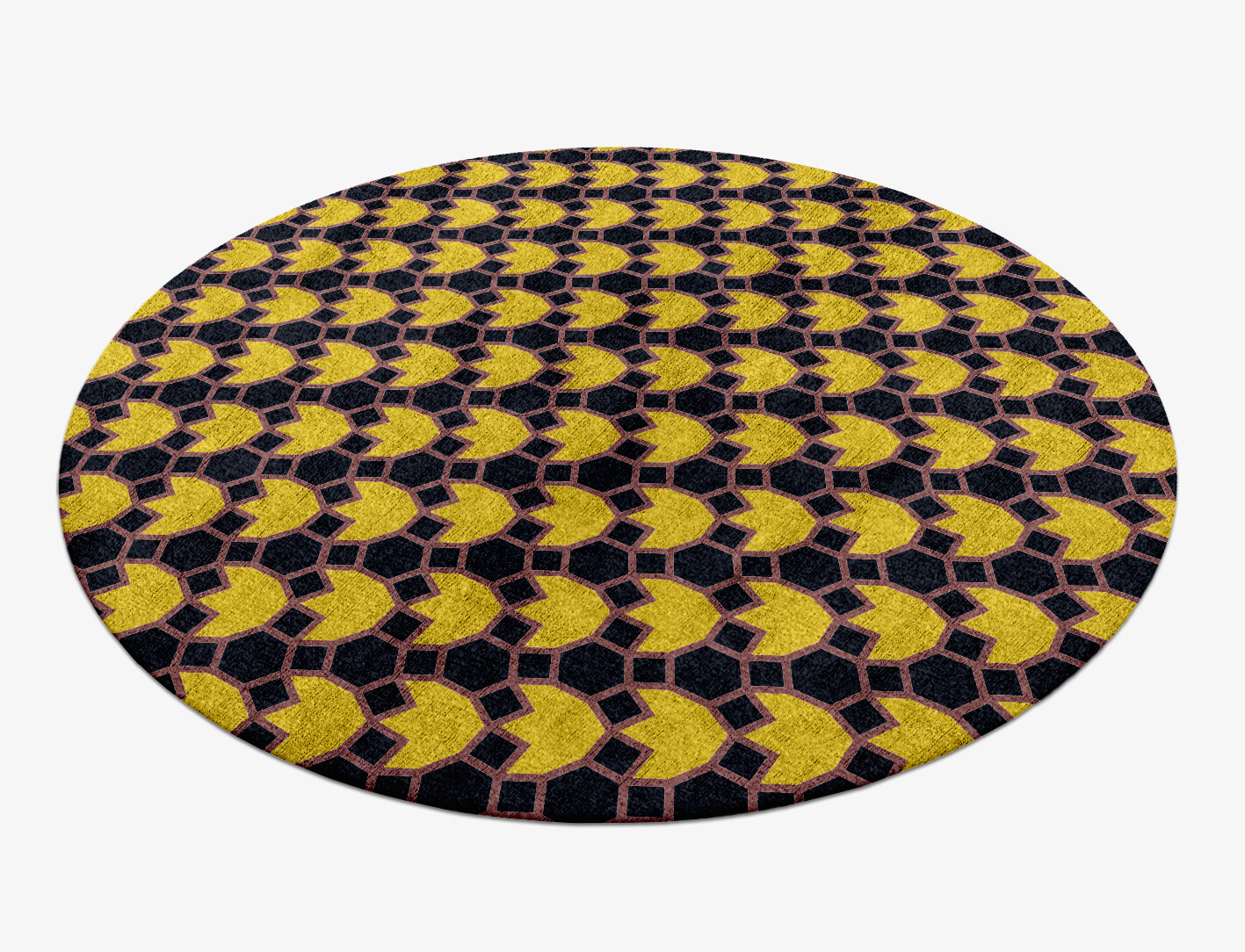 Flyroe Geometric Round Hand Knotted Bamboo Silk Custom Rug by Rug Artisan