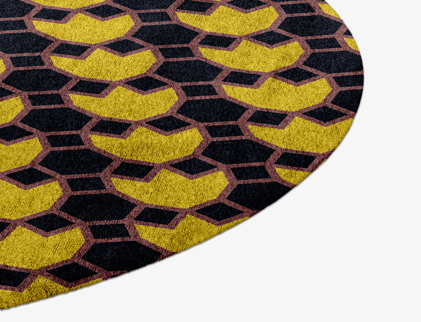 Flyroe Geometric Round Hand Knotted Bamboo Silk Custom Rug by Rug Artisan