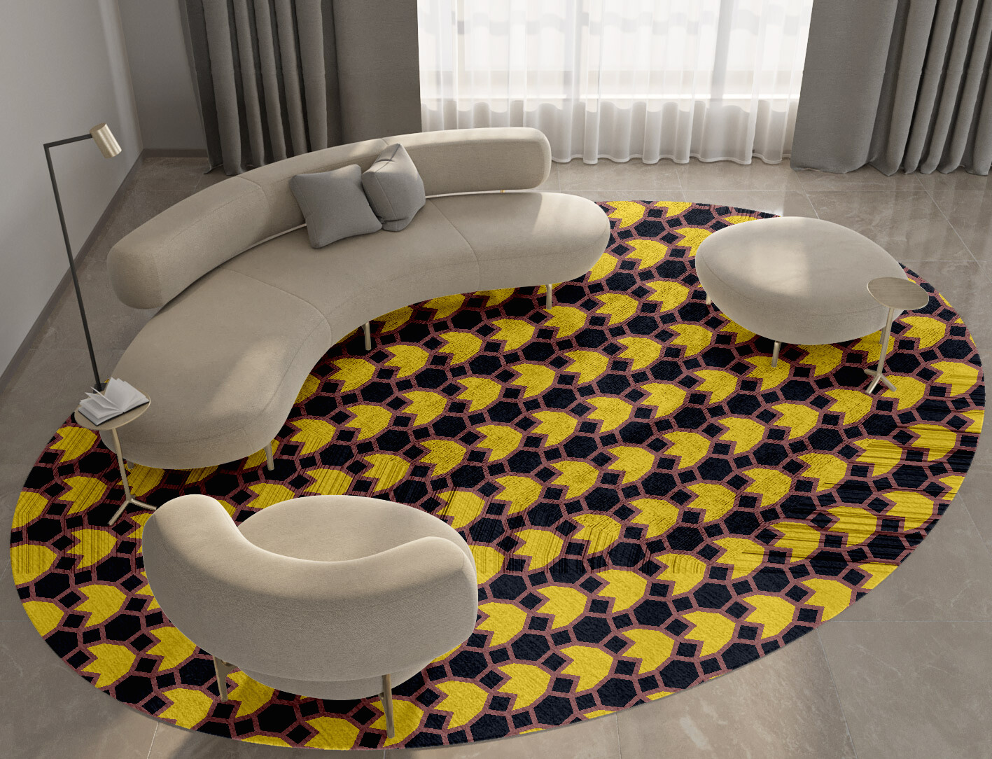 Flyroe Geometric Oval Hand Tufted Bamboo Silk Custom Rug by Rug Artisan