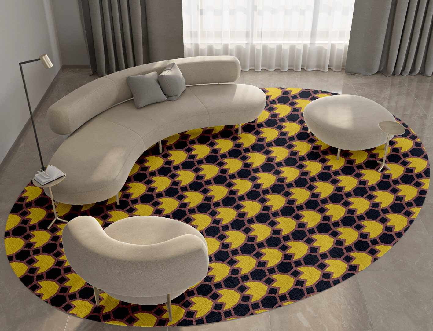 Flyroe Geometric Oval Hand Tufted Pure Wool Custom Rug by Rug Artisan
