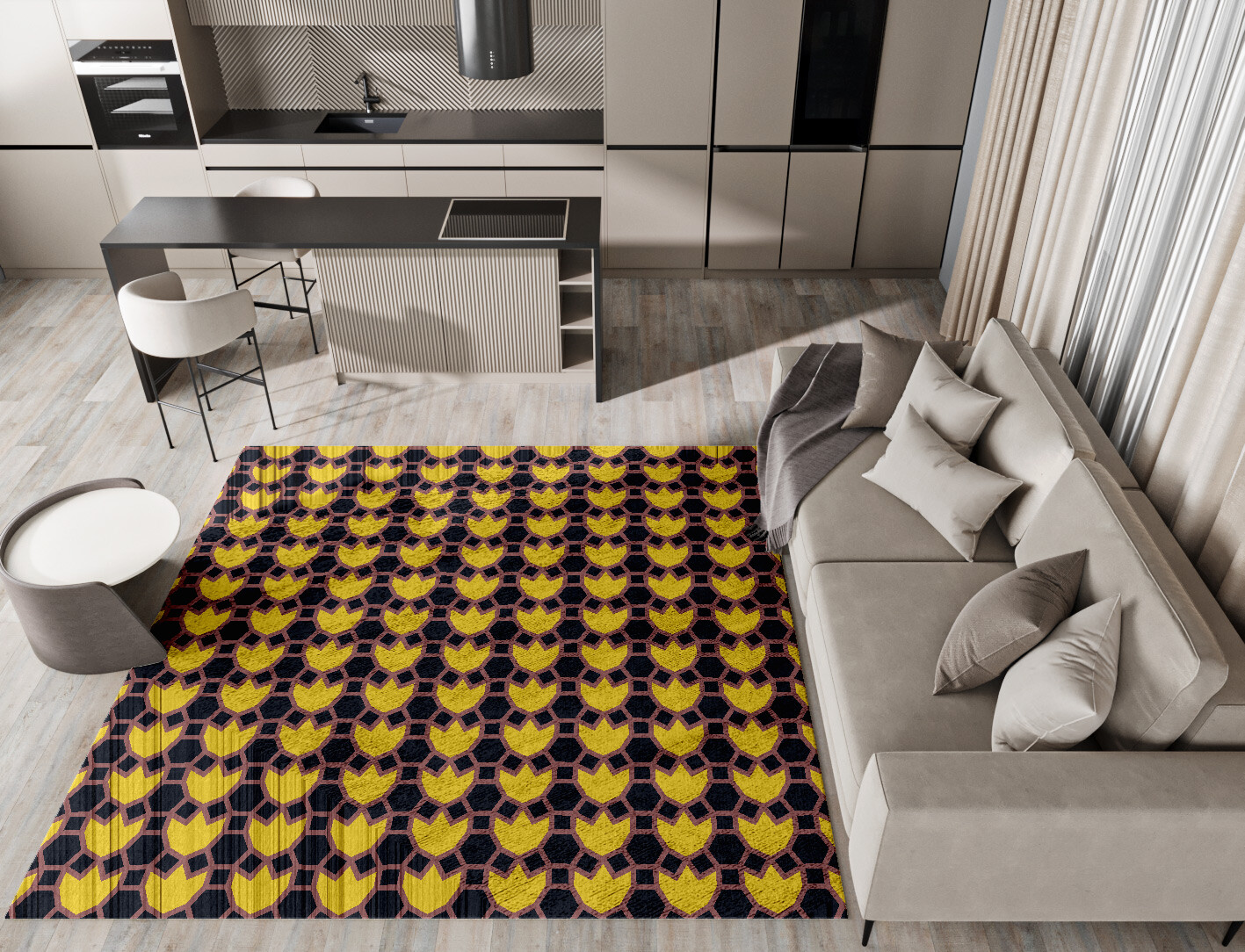 Flyroe Geometric Square Hand Tufted Bamboo Silk Custom Rug by Rug Artisan