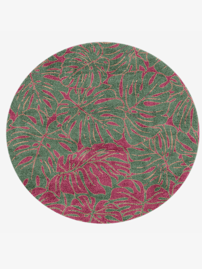 Foliage Floral Round Hand Knotted Bamboo Silk Custom Rug by Rug Artisan