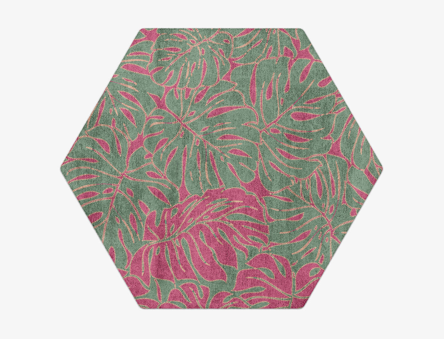 Foliage Floral Hexagon Hand Tufted Bamboo Silk Custom Rug by Rug Artisan