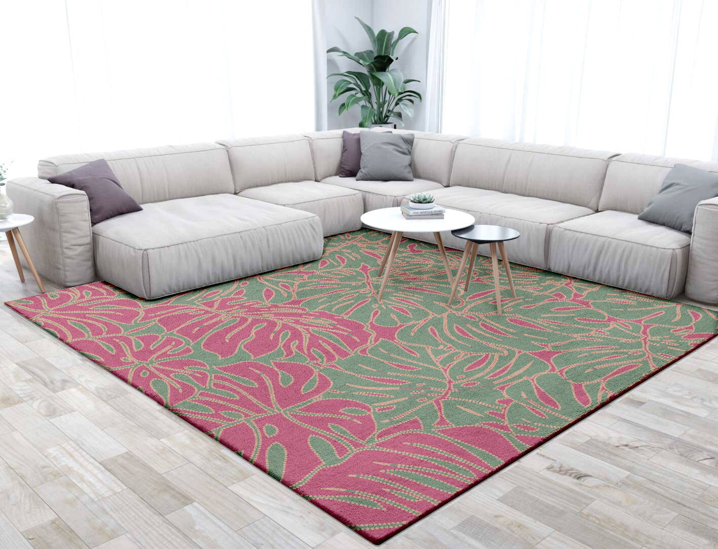 Foliage Floral Square Hand Tufted Pure Wool Custom Rug by Rug Artisan