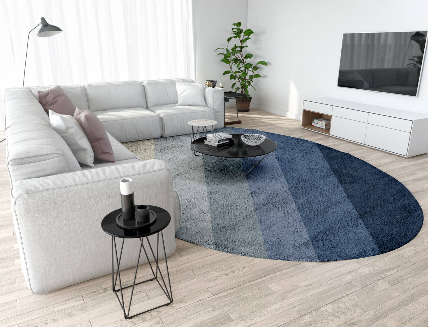 Ford Gradation Oval Hand Tufted Bamboo Silk Custom Rug by Rug Artisan