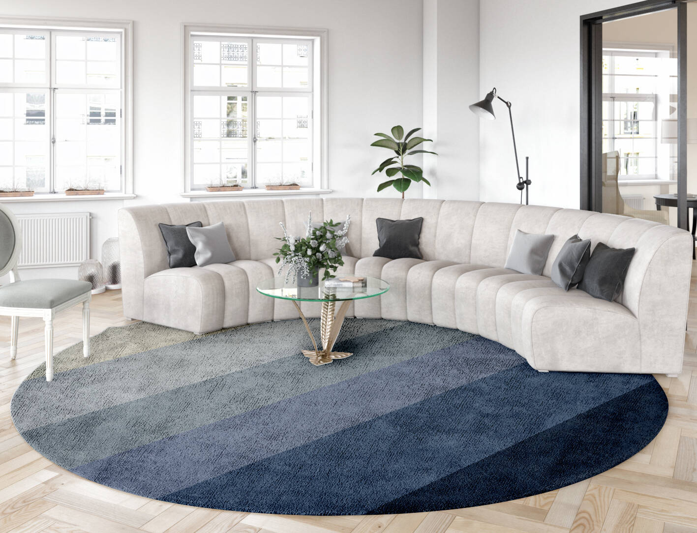 Ford Gradation Round Hand Tufted Bamboo Silk Custom Rug by Rug Artisan