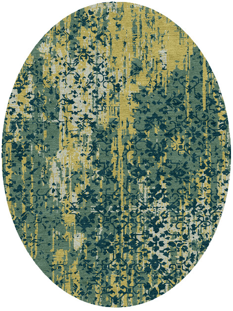 Forest Print Vintage Oval Hand Knotted Tibetan Wool Custom Rug by Rug Artisan