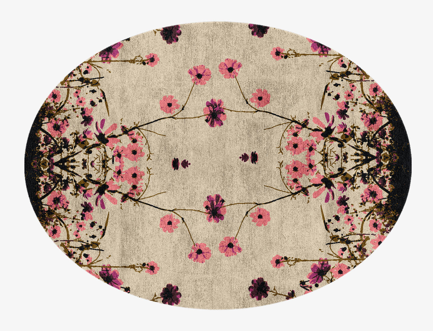 Foxglove Floral Oval Hand Knotted Bamboo Silk Custom Rug by Rug Artisan