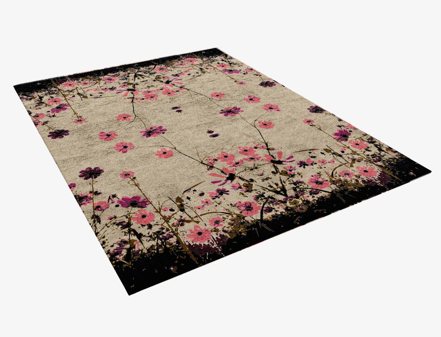 Foxglove Floral Rectangle Hand Knotted Bamboo Silk Custom Rug by Rug Artisan