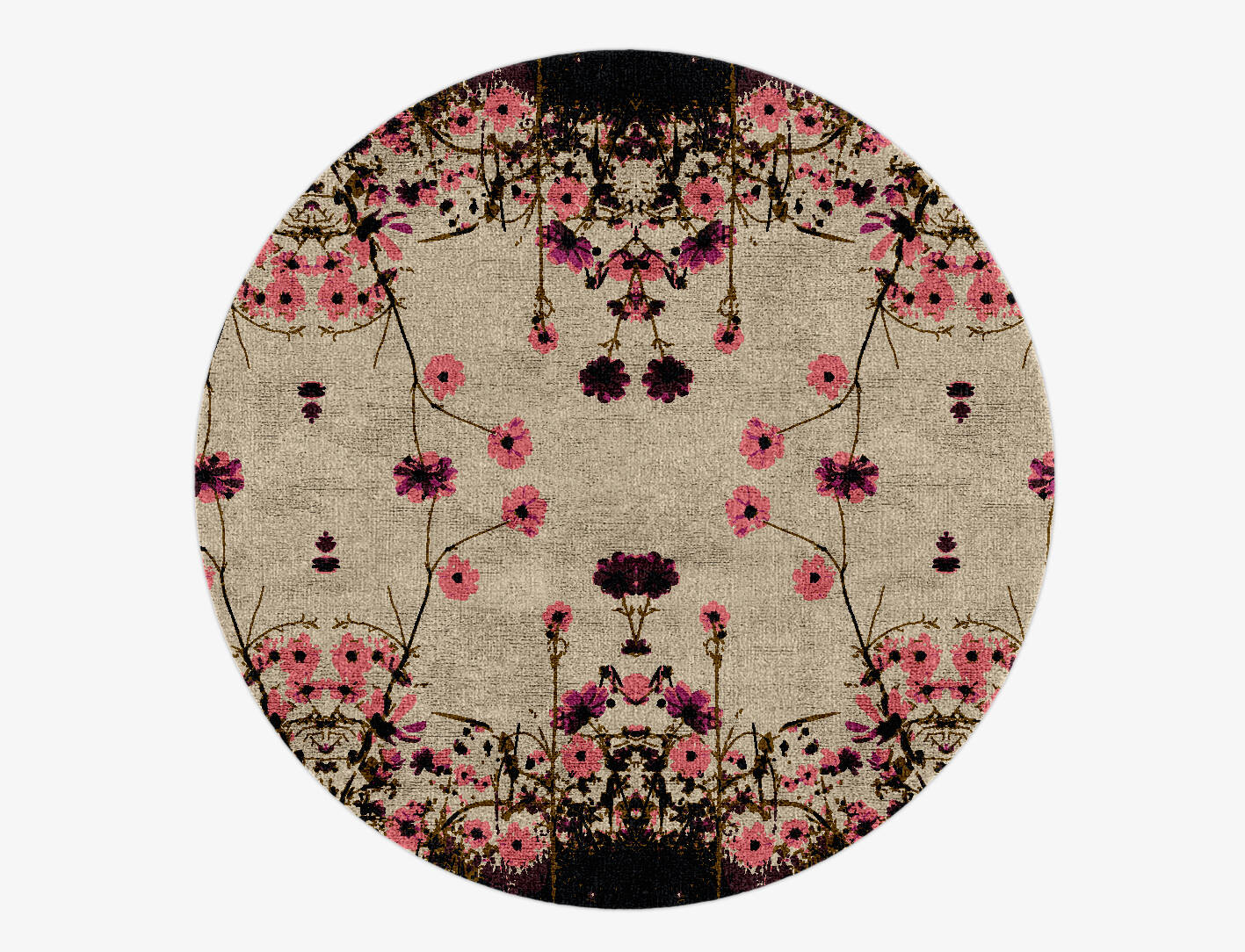 Foxglove Floral Round Hand Knotted Bamboo Silk Custom Rug by Rug Artisan