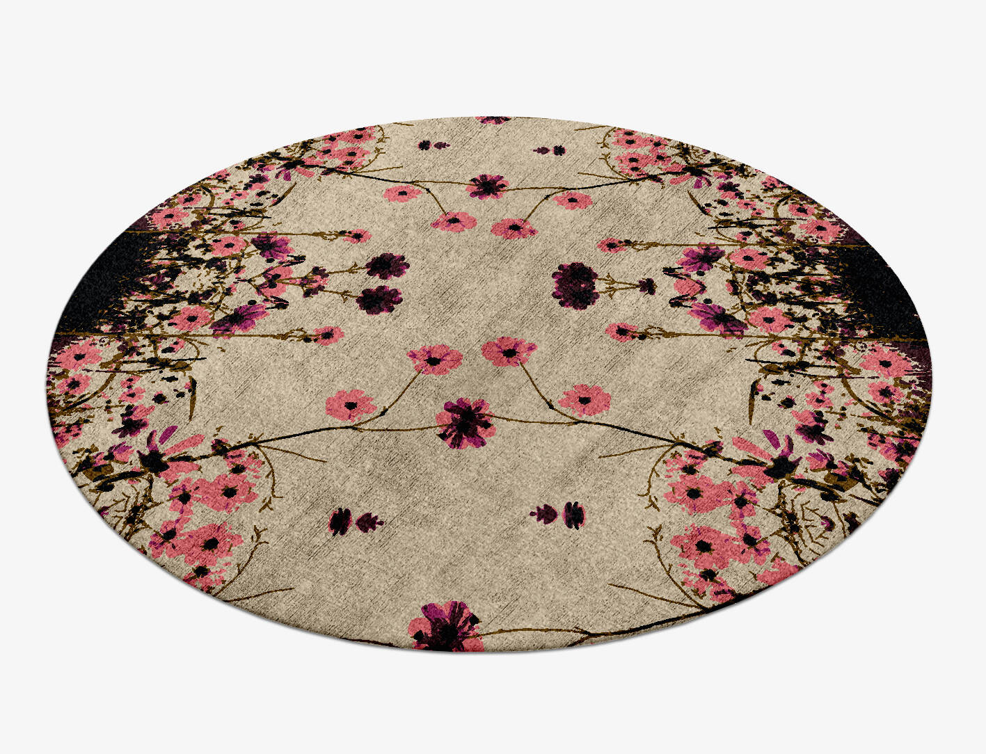 Foxglove Floral Round Hand Knotted Bamboo Silk Custom Rug by Rug Artisan
