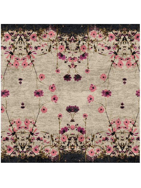 Foxglove Floral Square Hand Knotted Bamboo Silk Custom Rug by Rug Artisan