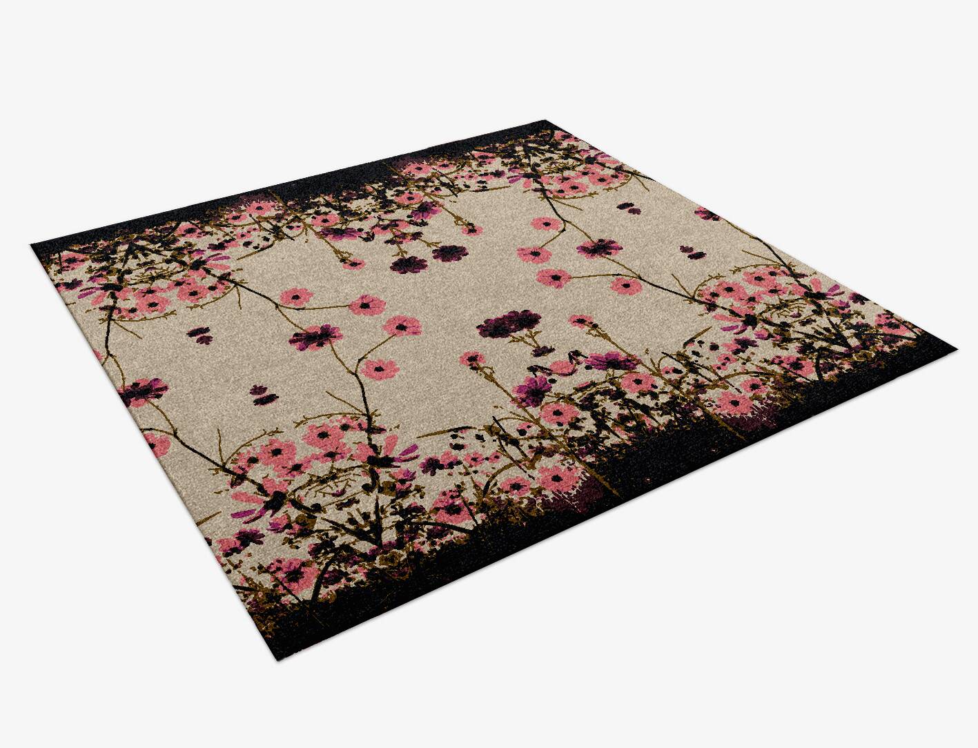 Foxglove Floral Square Hand Knotted Tibetan Wool Custom Rug by Rug Artisan