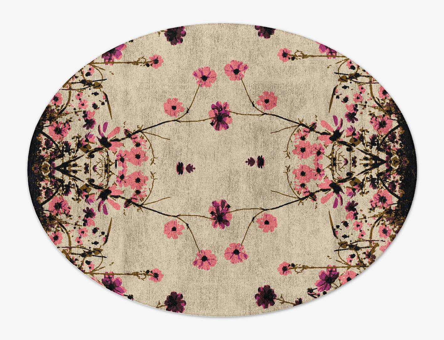 Foxglove Floral Oval Hand Tufted Bamboo Silk Custom Rug by Rug Artisan