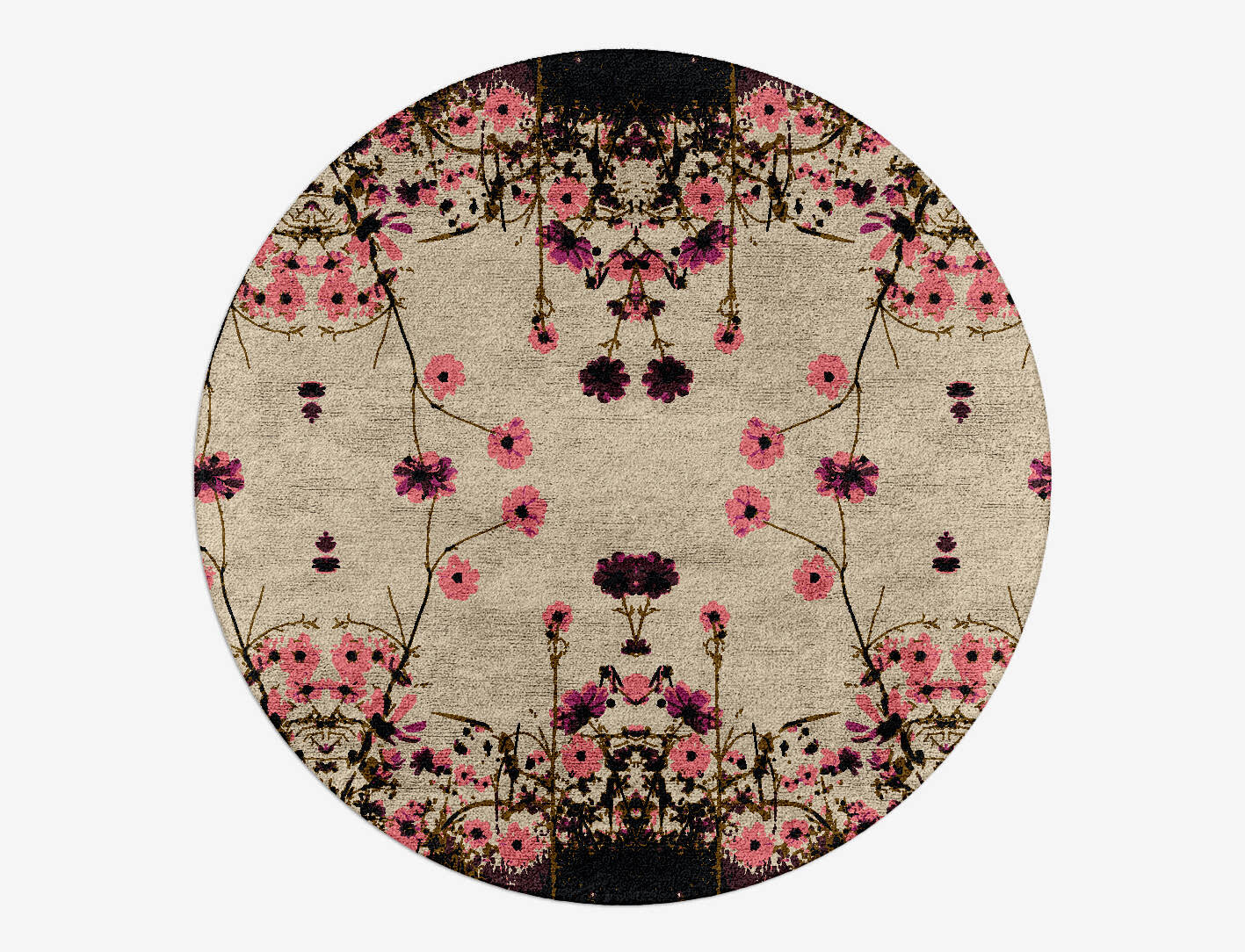 Foxglove Floral Round Hand Tufted Bamboo Silk Custom Rug by Rug Artisan
