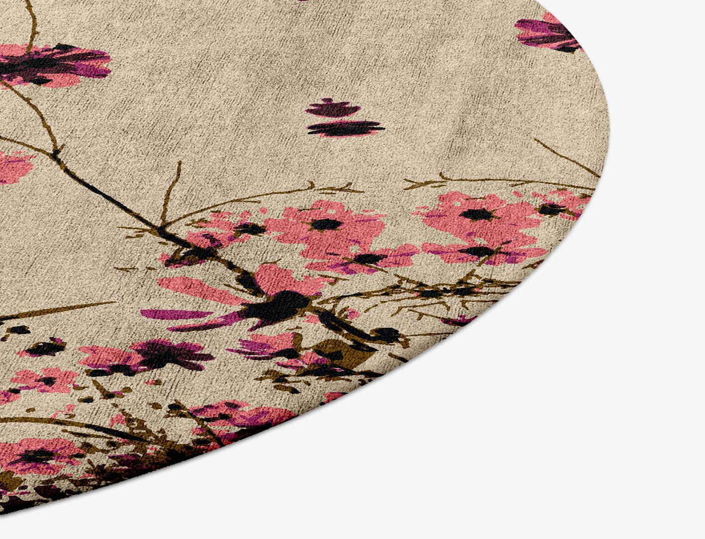 Foxglove Floral Round Hand Tufted Bamboo Silk Custom Rug by Rug Artisan