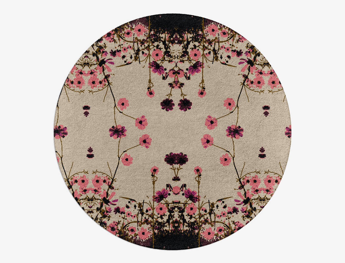 Foxglove Floral Round Hand Tufted Pure Wool Custom Rug by Rug Artisan