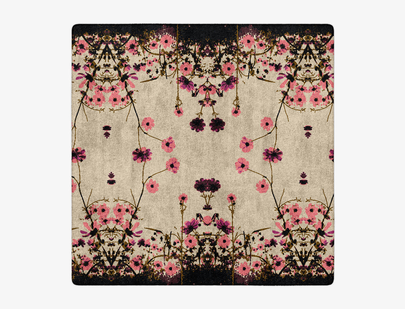 Foxglove Floral Square Hand Tufted Bamboo Silk Custom Rug by Rug Artisan