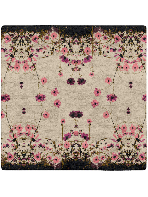 Foxglove Floral Square Hand Tufted Bamboo Silk Custom Rug by Rug Artisan