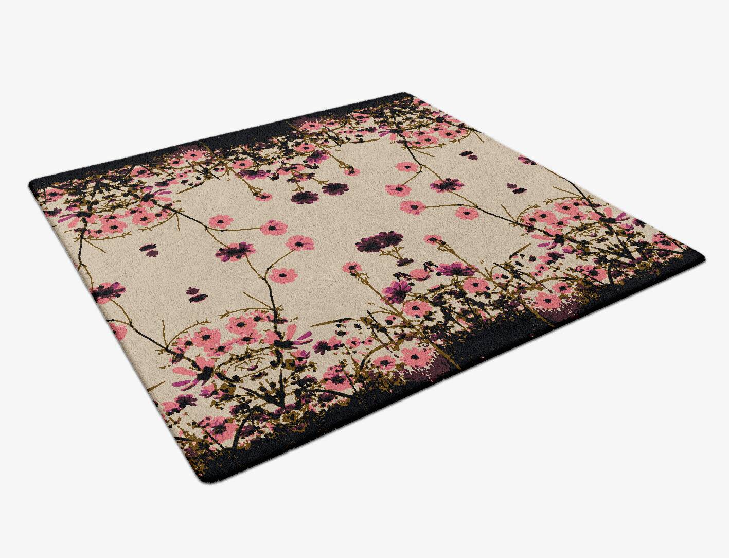Foxglove Floral Square Hand Tufted Pure Wool Custom Rug by Rug Artisan