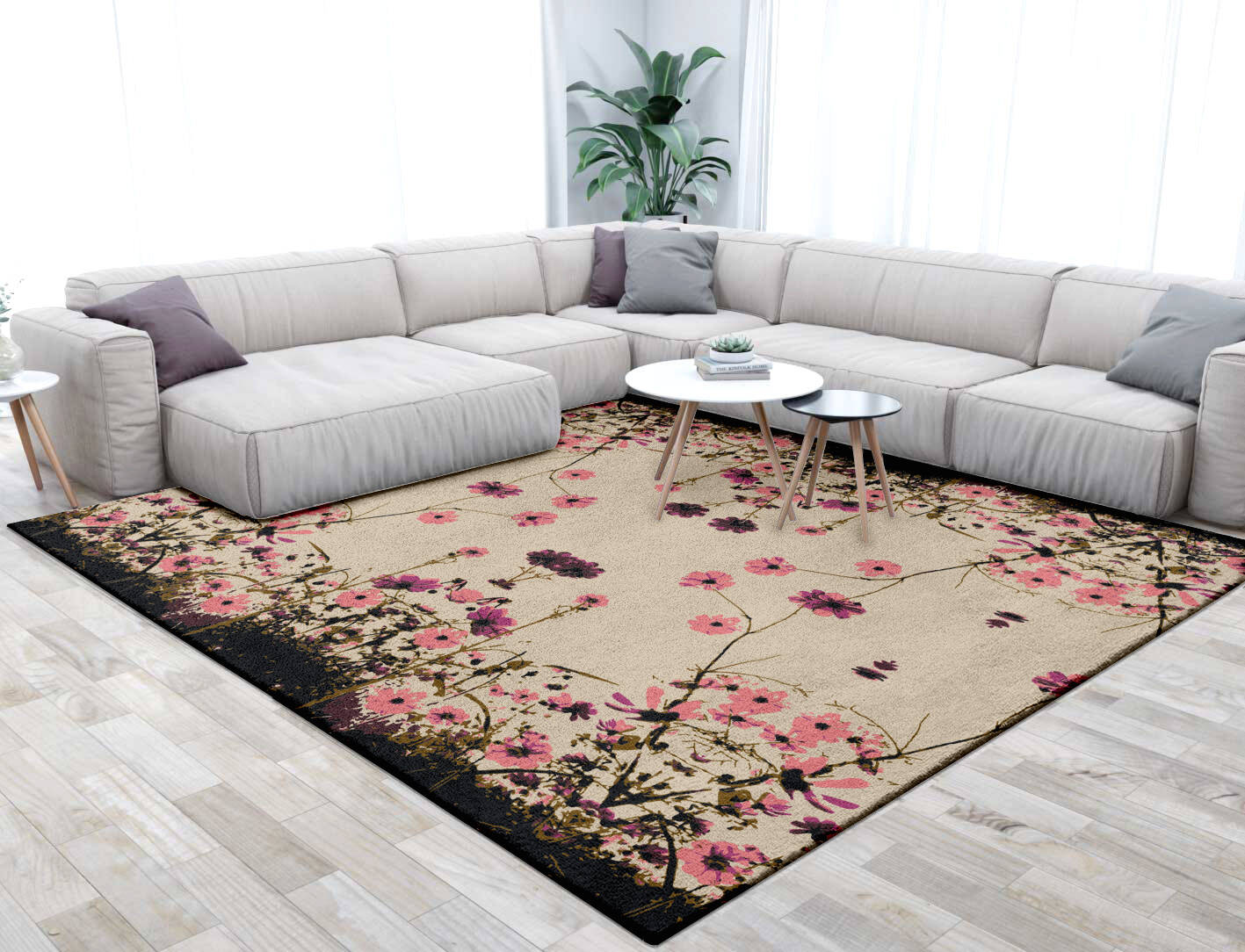 Foxglove Floral Square Hand Tufted Pure Wool Custom Rug by Rug Artisan