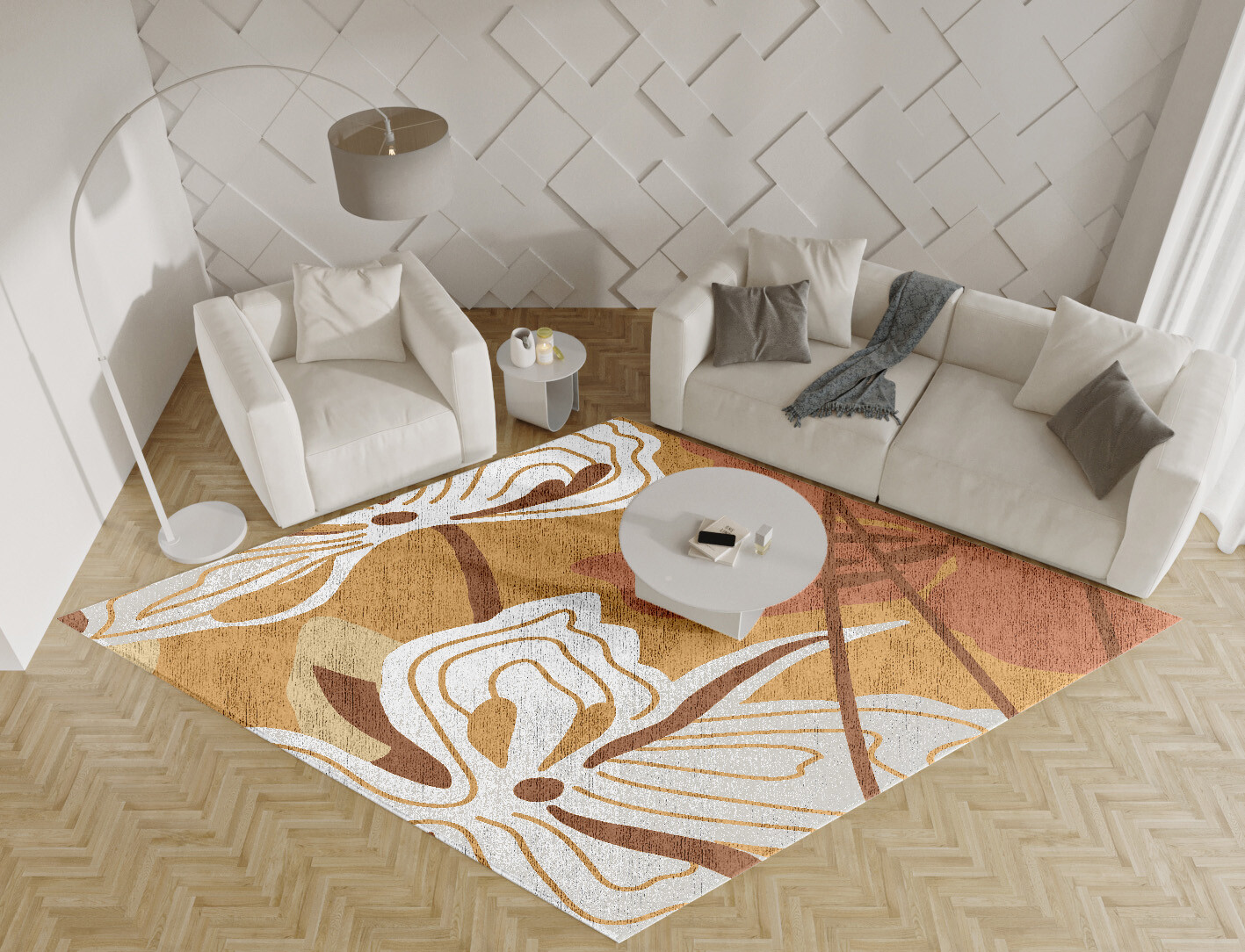 Frasera Field of Flowers Diamond Hand Knotted Bamboo Silk Custom Rug by Rug Artisan