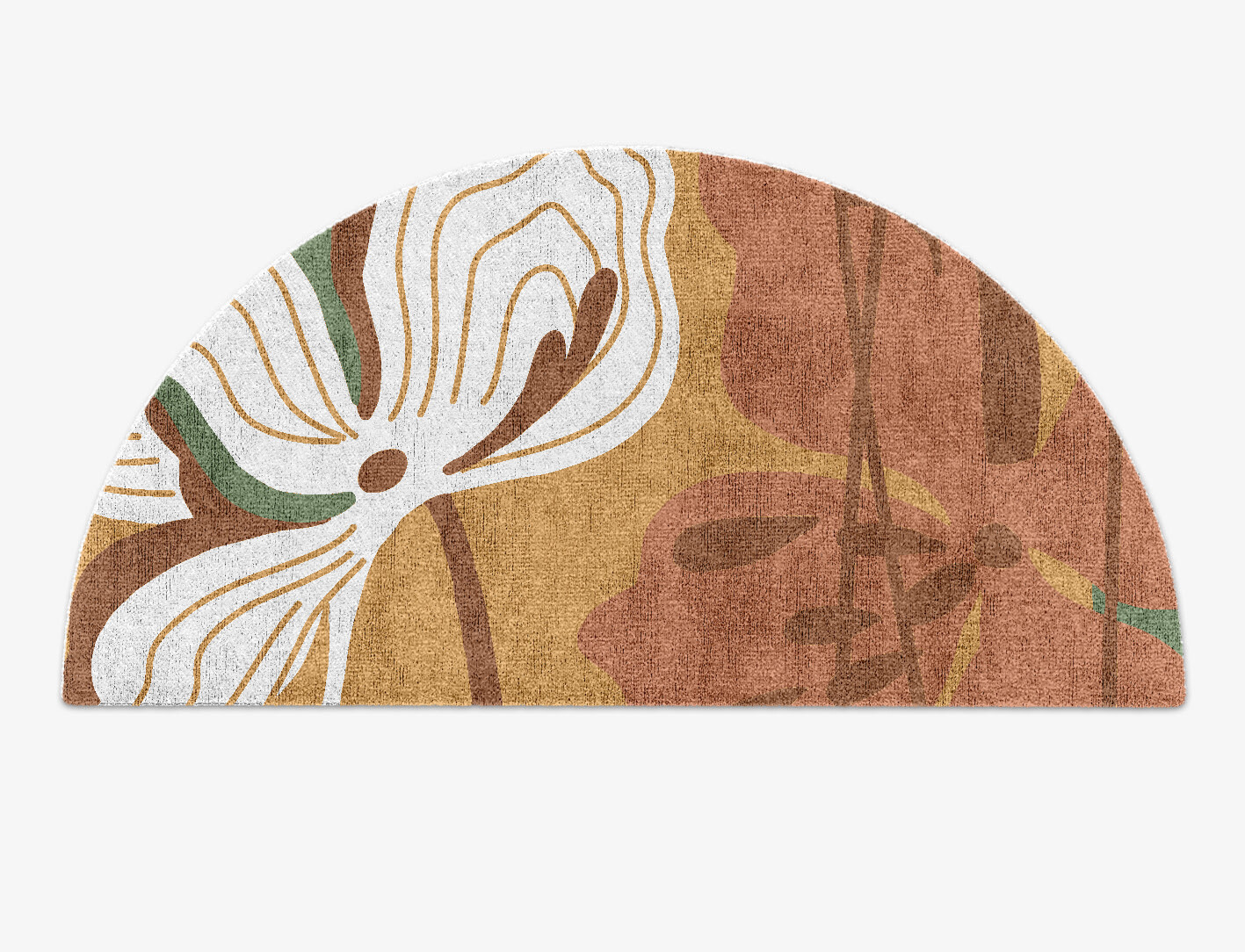 Frasera Field of Flowers Halfmoon Hand Knotted Bamboo Silk Custom Rug by Rug Artisan