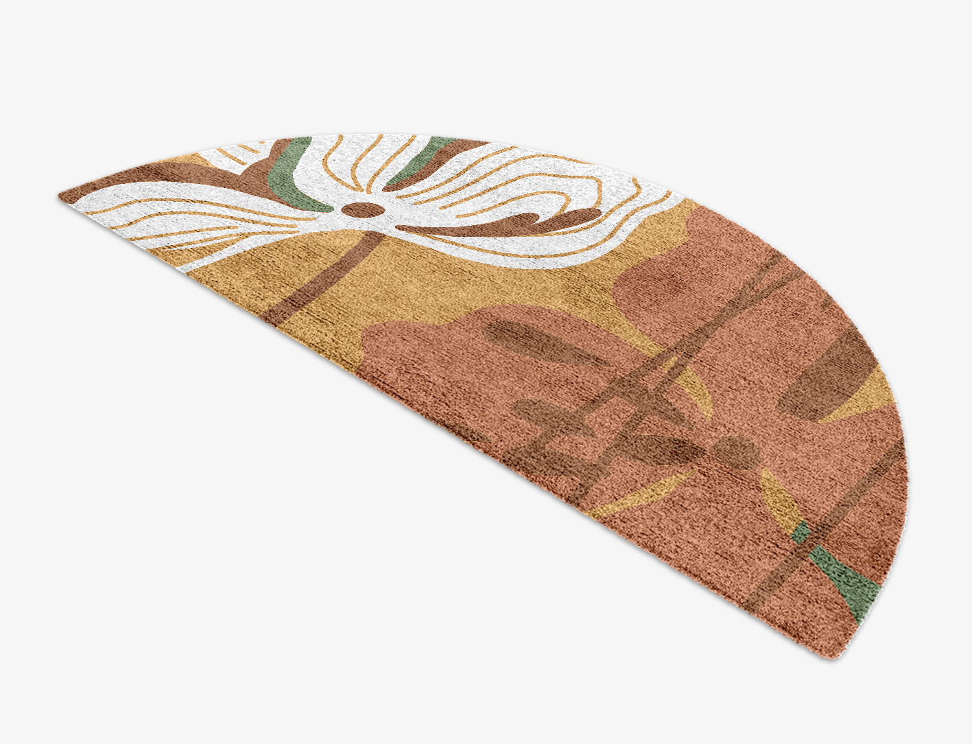 Frasera Field of Flowers Halfmoon Hand Knotted Bamboo Silk Custom Rug by Rug Artisan