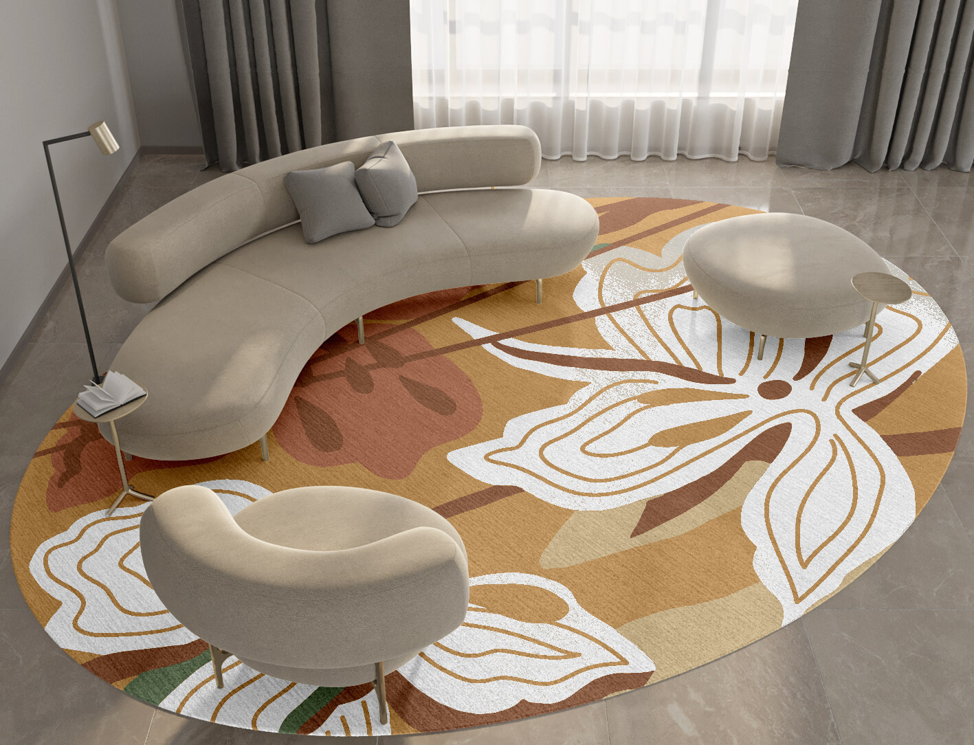 Frasera Field of Flowers Oval Hand Knotted Tibetan Wool Custom Rug by Rug Artisan