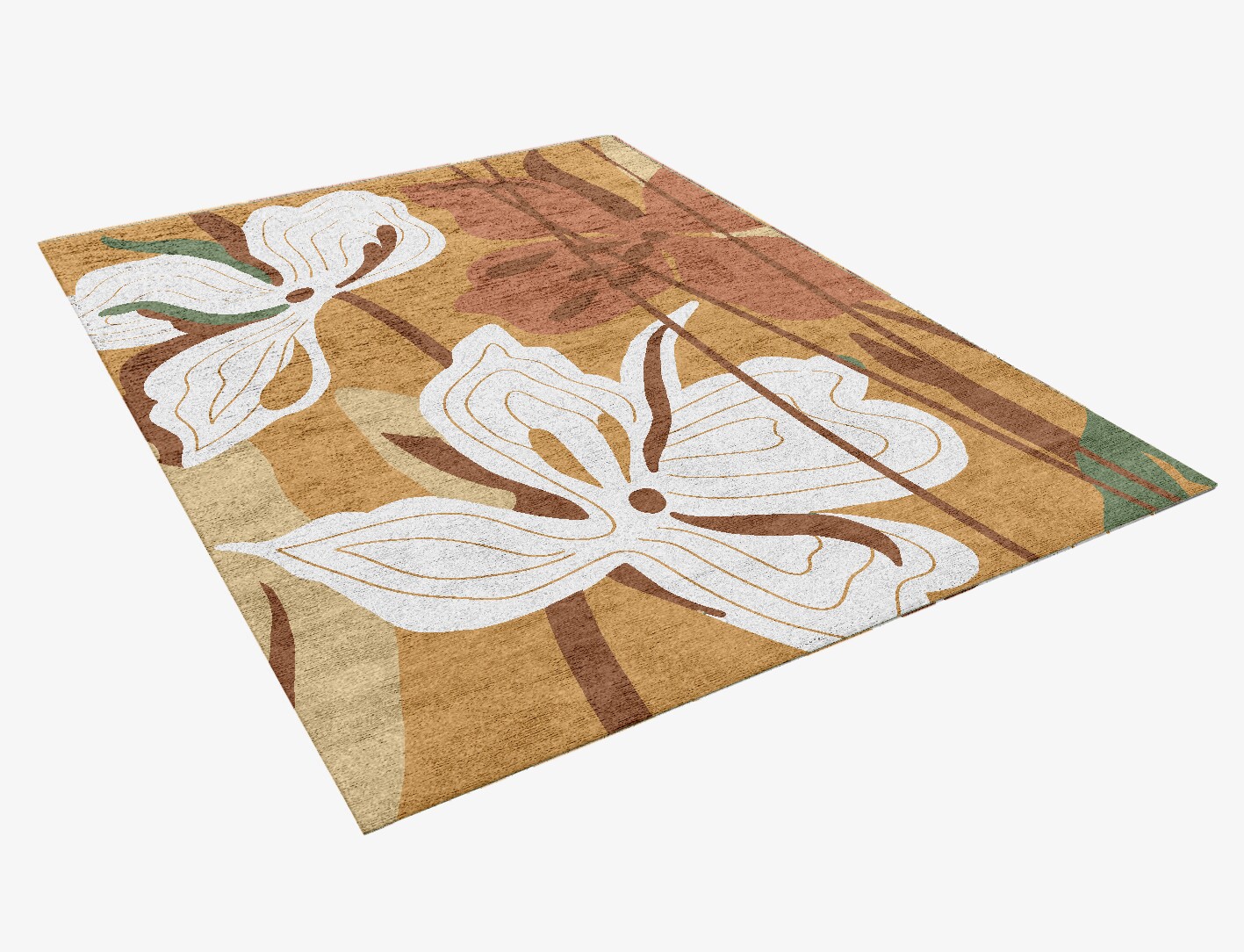 Frasera Field of Flowers Rectangle Hand Knotted Bamboo Silk Custom Rug by Rug Artisan
